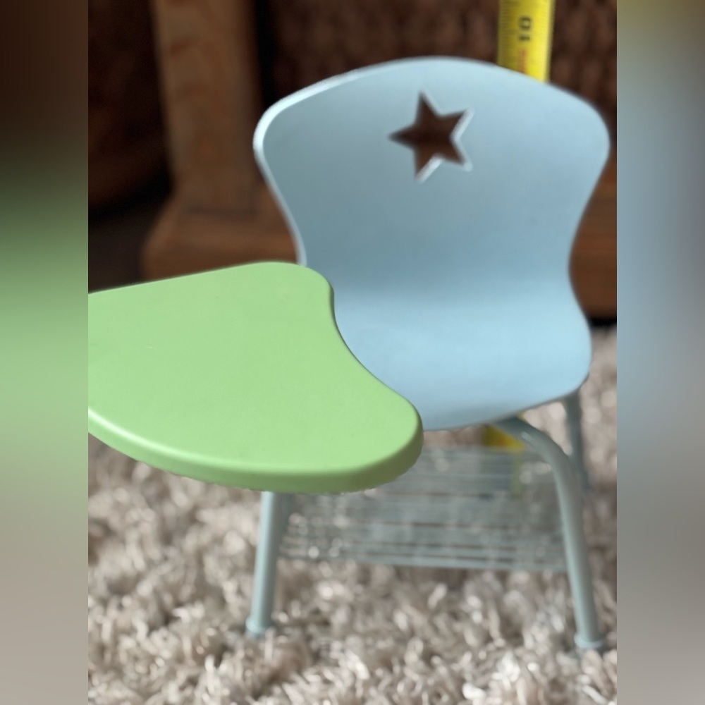 American Girl Doll School Desk / Chair With Book Rack Blue & Green For 18" Doll